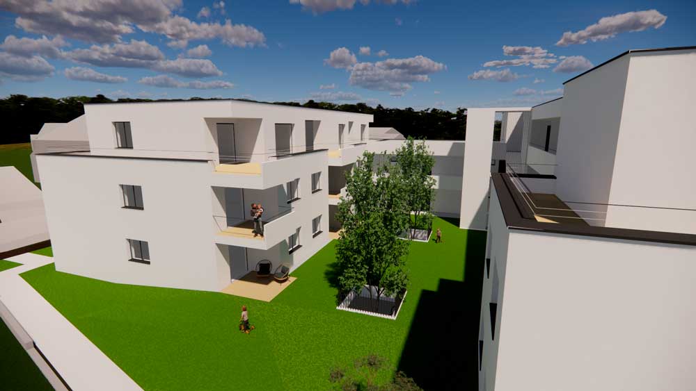 Immobilien Weng 3D Visualisierung mit Innenhof